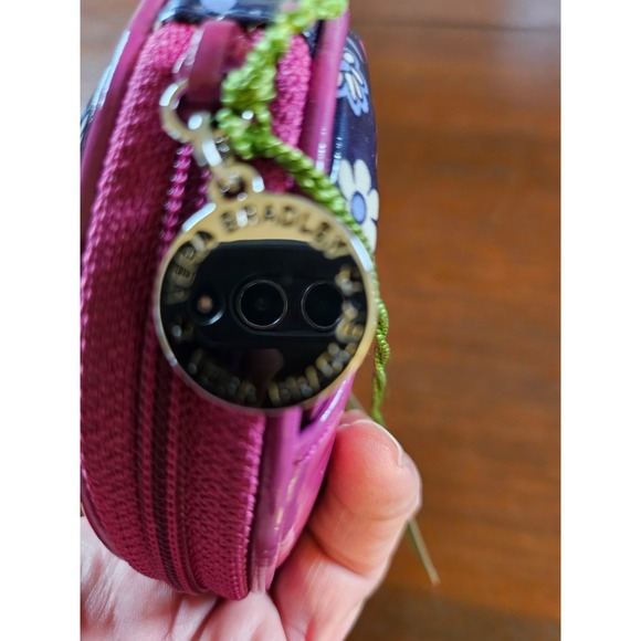 Vera Bradley Frill Coin Change Purse Peek A Boo Boysenberry Flower Purple Zips - Picture 4 of 5